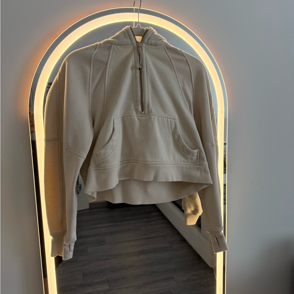 lululemon Cream Cropped Half-Zip Hoodie